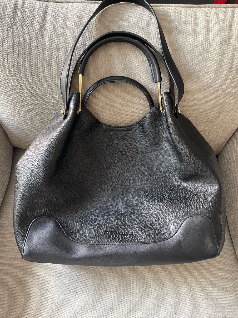 Beautiful Sondra Roberts Black Shoulder Bag with Gold Hardware